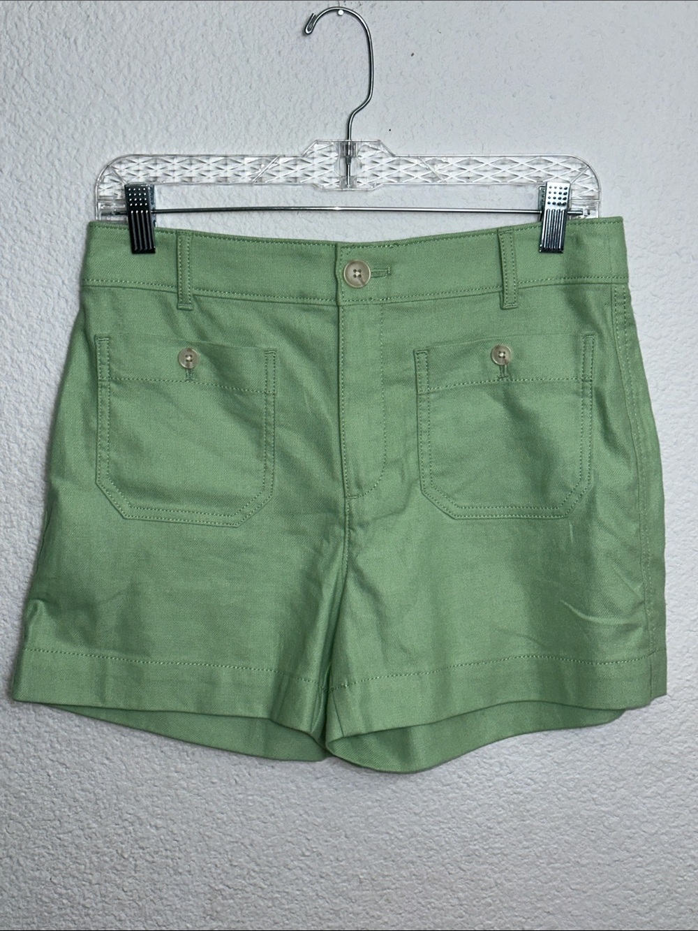 NEW Loft Palmer Shorts Linen Blend Light Green High Rise Womens Size 2
